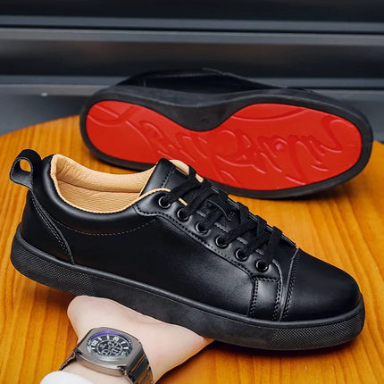 Men's High-End Casual Red Sole Board Oes Waterproof Sports Commuter Busin White Oes Simple Design Versatile Briti Sle