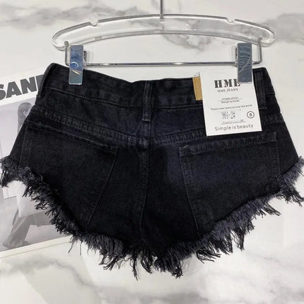 Pantaloncini di jeans Donna High Street Hotsweet Casual Vita bassa Bordi grezzi Fori A-line Stile coreano Y2k Pantaloncini estivi per ragazze piccanti