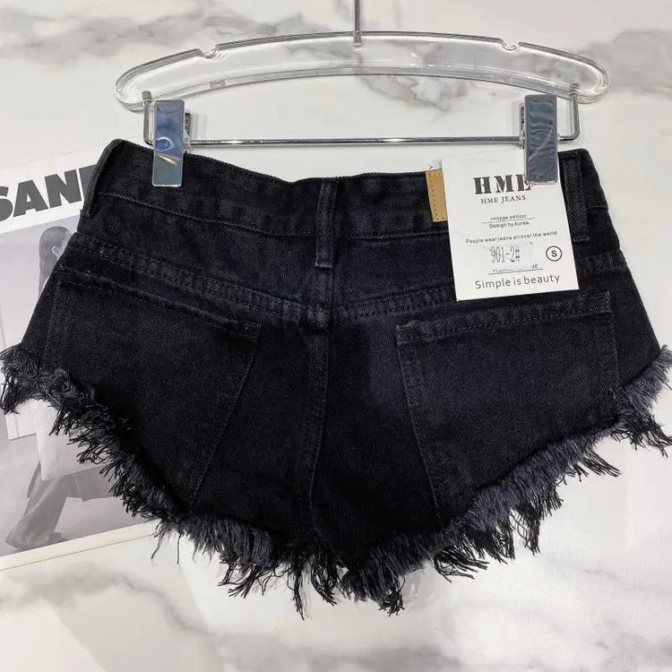 Pantaloncini di jeans Donna High Street Hotsweet Casual Vita bassa Bordi grezzi Fori A-line Stile coreano Y2k Pantaloncini estivi per ragazze piccanti
