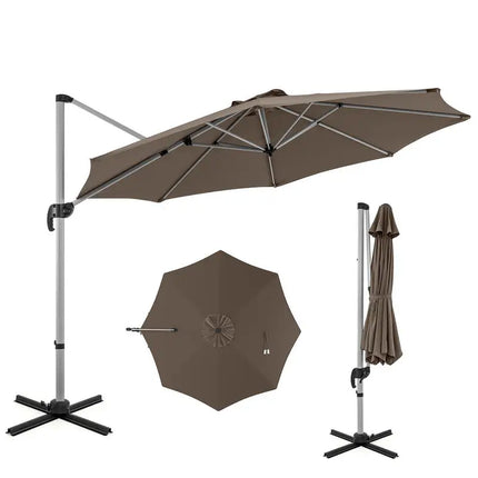 Ombrellone da Esterno da 325 cm con Rotazione a 360 Gradi °   Rotazione-Marrone
