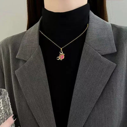 EILIECK 316L Stainless Steel Shine Cubic Zirconia Swan Pendant Necklace Gold Color Texture Metal Personalized Jewelry Neck Chain PlatiNum