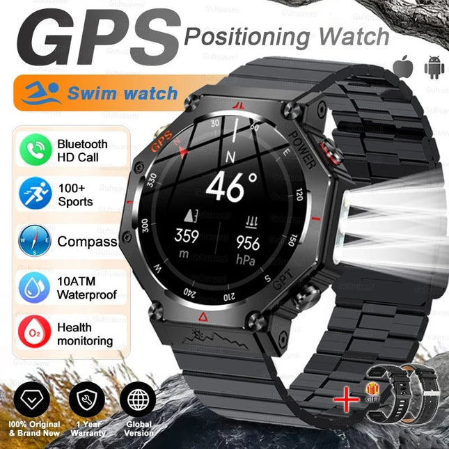 T-Rex 3 Grado Ultra Militare GPS Astuto Della Vigilanza 10ATM Bussola Impermeabile Altimetro Barometrico AMOLED Uomini HD Chiamata Sport Smartwatch platinumshop