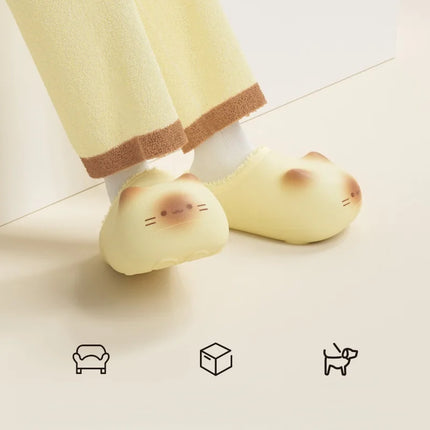 New Cute 3D Rabbit Furry Slippers Women Winter Warm Plush Closed Back House Shoes Non Slip Bunny Indoor Flip Flops Home Slipper