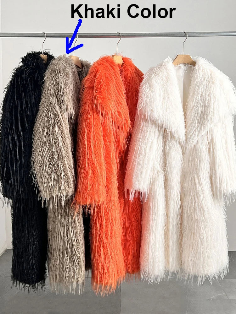 ZADORIN Luxury Designer Tassels Long Black Faux Fur Coat Woman Clothing Winter Big Lapel Fluffy Warm Faux Fur Jacket Outerwears