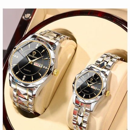 BINBONG Orologi da donna Orologio al quarzo da donna di moda di lusso Orologio da polso in acciaio inossidabile con data luminosa impermeabile Regalo per gli amanti della fidanzata platinumshop