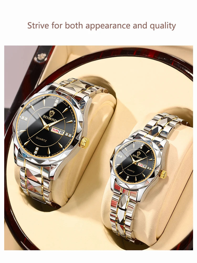 BINBONG Orologi da donna Orologio al quarzo da donna di moda di lusso Orologio da polso in acciaio inossidabile con data luminosa impermeabile Regalo per gli amanti della fidanzata platinumshop