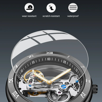 AKDPN Men's Watches Automatic Mechanical Stainless Steel Men's Wrist Watch Skeleton Automatic Watches for Man Watch Montre Homme