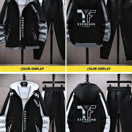 Casual Hooded Jackets And Pants Tracksuit Men's Clothing Sets 2026 Spring Autumn Youth Outdoor Sportswear 2 Pieces Coats Top Set