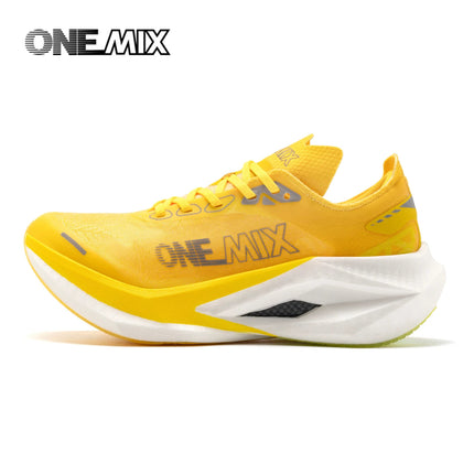 ONEMIX Nuove Scarpe da Corsa Professionali Marathon con Piastra in Carbonio a Tutta Lunghezza, Supporto Stabile e Assorbimento degli Urti, Ultra Leggere PlatiNum