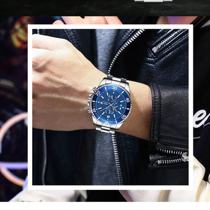 Orologi da lavoro da uomo di lusso Orologio da uomo al quarzo argento Orologio luminoso maschile platinumshop