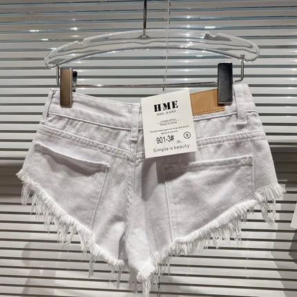 Pantaloncini di jeans Donna High Street Hotsweet Casual Vita bassa Bordi grezzi Fori A-line Stile coreano Y2k Pantaloncini estivi per ragazze piccanti