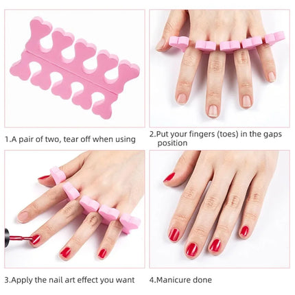 100Pcs/Pack Nail Art Finger Toe Separators Soft Heart-Shape Sponge Fingers Foot Separator Bulk Manicure Pedicure Care Tools Kits