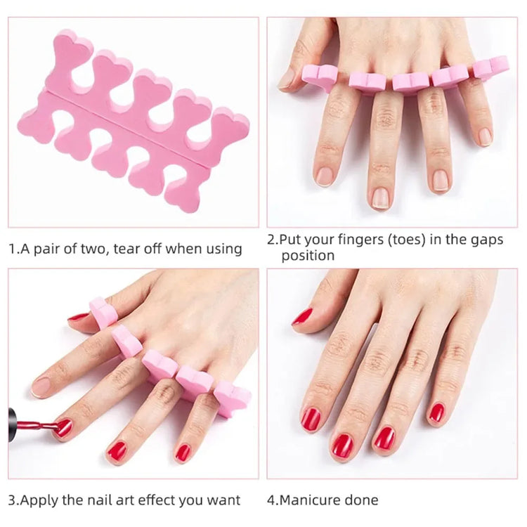 100Pcs/Pack Nail Art Finger Toe Separators Soft Heart-Shape Sponge Fingers Foot Separator Bulk Manicure Pedicure Care Tools Kits