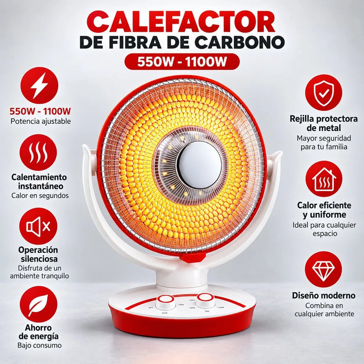 Tabletop Carbon Fiber Heater Adjustable Power 550W 1100W with Tilt Angle for Bedroom Office and Student Dorms