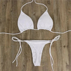 Costume da bagno stile spiaggia per donna Costume da bagno sexy con scollo all'americana Perizoma solido Bikini femminile Costume da bagno Bikini Mujer Lingerie PlatiNum