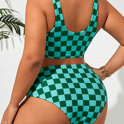 Costume da bagno taglie forti 2026 da donna, bikini sportivo a vita alta stampato, per nuotare, 5XL PlatiNum