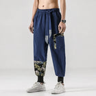 Pantaloni da uomo Costume da samurai giapponese Ukiyo-e Cintura con stampa Pantaloni stile harem da uomo in cotone e lino Pantaloni casual Harajuku da uomo Taglie forti 5XL