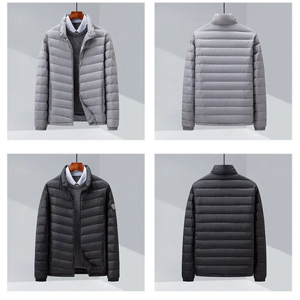 90 White Duck Down Men's Light and Warm Down Jacket with a Stand-Up Collar, Fashionable and Versatile Autumn and Winter Coat