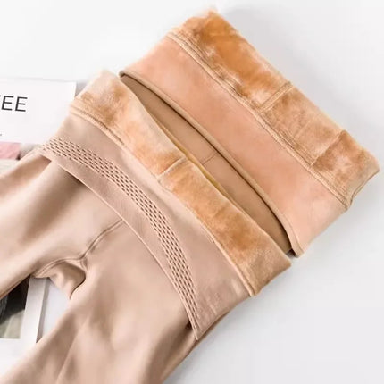 Women Winter Solid Color Leggings Warm High Waist Tights Velvet Sock Thickened Velvet Leggings Slim Skin Black Stockings PlatiNum