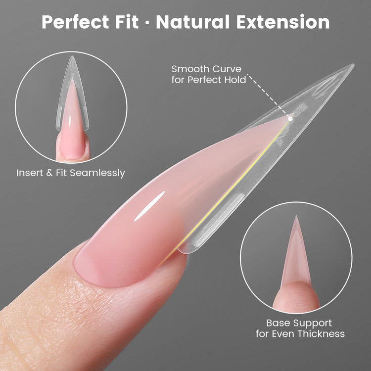 Original YOKEFELLOW Sandwich Dual Nail Form Short Stiletto Nail Extension Form 240pcs Top Form Bottom Form For Quick Nail Extensions IM222