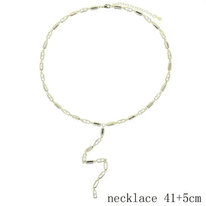 Nuovo speciale color oro Goccia d'acqua Bling Ovale CZ Collana girocollo Lariat Lunga barra a goccia a forma di Y Lunga nappa Gioielli da donna 2025