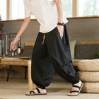 Men's Harajuku Lightweight Thin Casual Breathable Wide-Leg Harem Summer Jogger Cotton Oversized Pants.