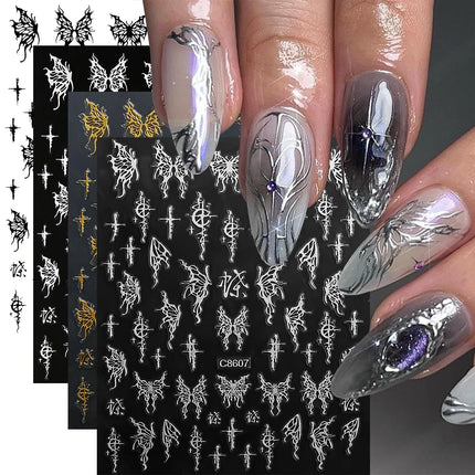4pcs/set 3D Cute Cartoon Black Cat Nail Stickers Funny Cat Paw/Bowtie Self-Adhesive Nail Art Decals Manicure Accessories DIY 8*1