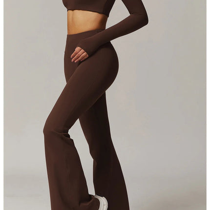 High Waist Wide Leg Pants Leggings Women Tights Fitness Bell-bottoms Yoga Elastic Leggings Push Up Gym Workout Flared Pants PlatiNum