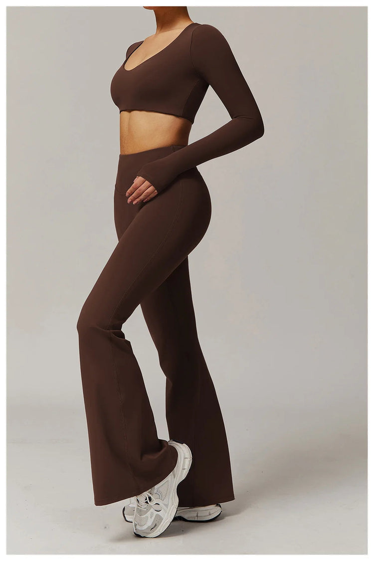 High Waist Wide Leg Pants Leggings Women Tights Fitness Bell-bottoms Yoga Elastic Leggings Push Up Gym Workout Flared Pants PlatiNum