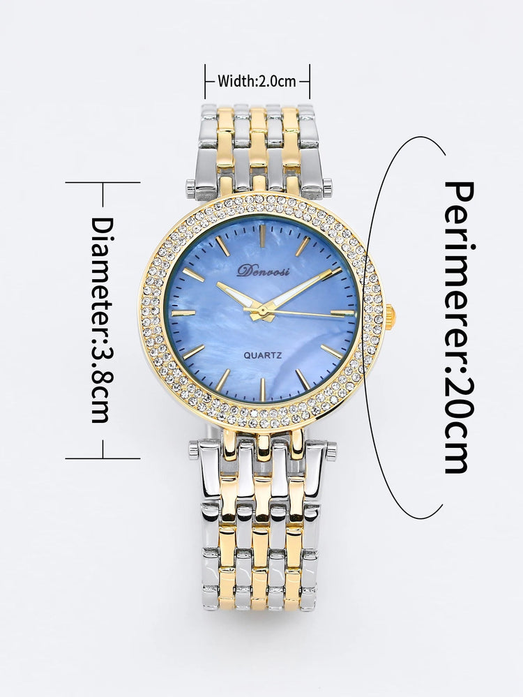 Orologio al quarzo da donna DENVOSI Orologio da polso da donna All-match con montatura di diamanti di lusso elegante e alla moda delle migliori marche platinumshop
