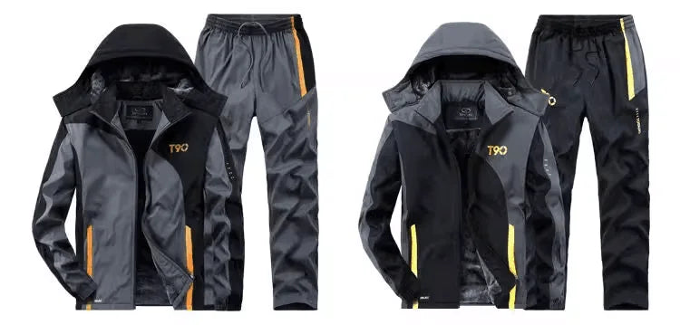 Autumn Winter Tracksuit Men Sets Sportswear Thick Warm Plus Velvet Sport Suit Hoodies+Sweatpants Men Brand Clothing Sweat Suit