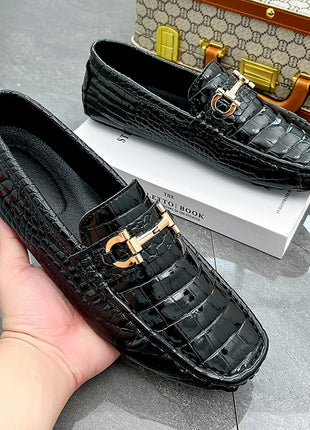 Scarpe Casual da uomo in pelle verniciata di alta qualità scarpe da guida di marca mocassini con motivo a coccodrillo maschile per scarpe basse mocassino da uomo