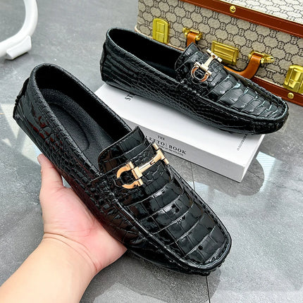 Scarpe Casual da uomo in pelle verniciata di alta qualità scarpe da guida di marca mocassini con motivo a coccodrillo maschile per scarpe basse mocassino da uomo
