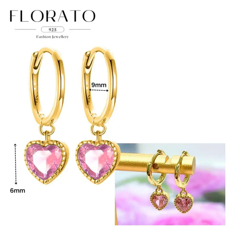 Lussuosa geometria 925 orecchio in argento sterling Ago rosa serie zircone orecchini a cerchio pendenti dolce moda regali di gioielli da sposa platinumshop