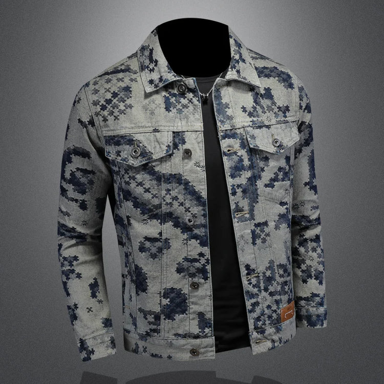 Brand Retro Denim Jacket for Men 2025 Spring Fashion Jacquard Casual Denim Jackets Social Hip-hop Streetwear Cowboy Coats