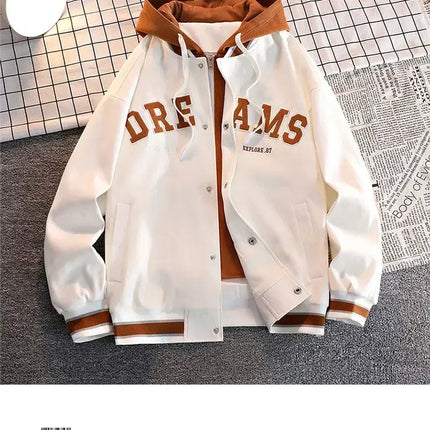 Men's Autumn New Trendy Brand All-match Student Hooded Jacket Plus Size Coats Women High Quality Varsity Baseball Uniform Jacket