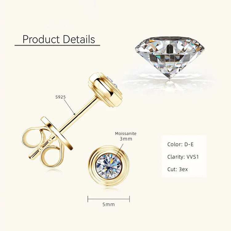 IOGOU D0.10CT Moissanite Diamond Round Stud Earrings 925 Sterling Silver Original Fine Jewelry for Women Girls Anniversary Gifts PlatiNum