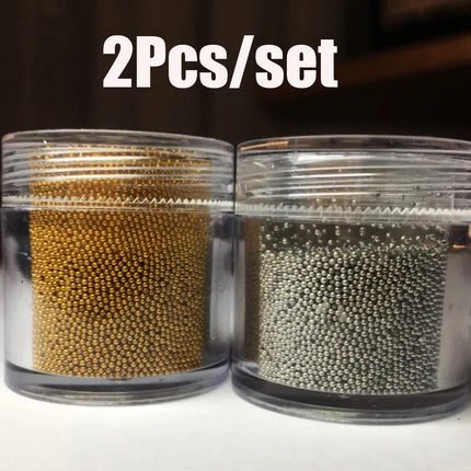 1000Pcs Gold/Silver Caviar Mini Nail Art Beads 24-Colors Micro Stainless Steel Metal Round Ball 1mm Gold Silver Manicure Bead 2028