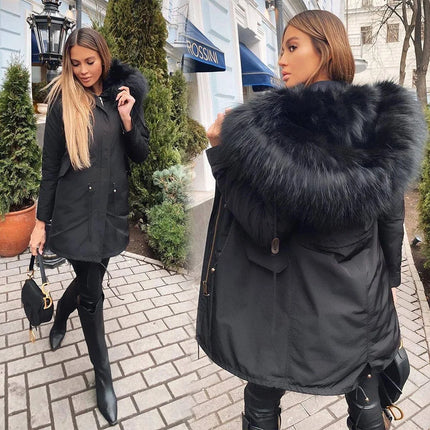 Maomaokong Natural Fur Lining Real Fur Coat Winter Jacket Women Raccoon Fur Collar Warm Thick Parkas Female Clothing