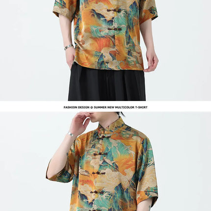Camicie Stampate da Uomo, Stile Retrò Hawaiano, Traspiranti, Comode e Oversize con Maniche Corte
