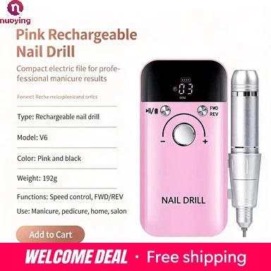 Portable Wireless Nail Drill, USB Rechargeable Electric Nail File, Adjustable Speed Nail Polishing Machine for Removing Gel, Acrylic Nails, Manicure Pedicure Tool for Home Salon