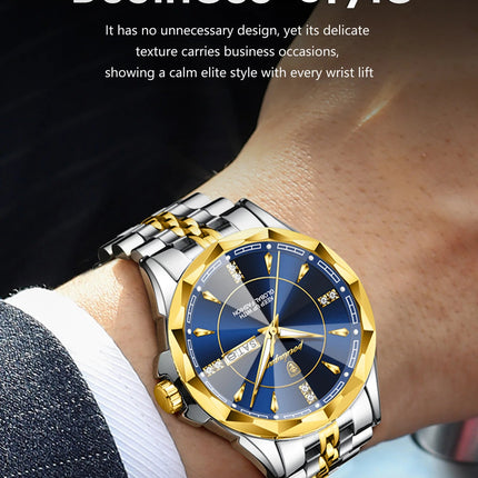 POEDAGAR Orologio da uomo di moda di lusso Top Business Impermeabile luminoso Data Settimana Orologi da uomo Orologio da polso da uomo in acciaio inossidabile al quarzo platinumshop