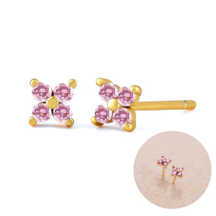 Lussuosa geometria 925 orecchio in argento sterling Ago rosa serie zircone orecchini a cerchio pendenti dolce moda regali di gioielli da sposa platinumshop