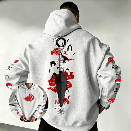 Naruto Akatsuki Kunai Hoodie 2026 New Japanese Anime Fashion Y2K Casual Sportswear Men's Couple Style Hooded Sweatshirt