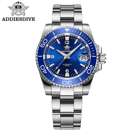 ADDIESDIVE Men Fashion Diving Mechanical Watch, Sapphire Crystal 20Bar Ceramic Bezel Super Luminous Stainless Steel Personalized
