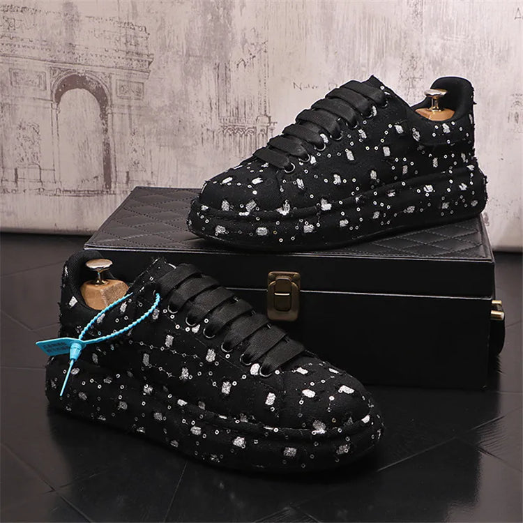 New Fashion Men Embroidery Canvas glitter Loafers Mens Casual Oxford Shoes Wedding Groom Driving Homecoming Business Footwear
