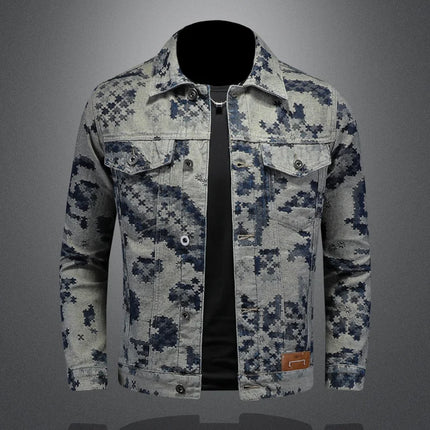 Brand Retro Denim Jacket for Men 2025 Spring Fashion Jacquard Casual Denim Jackets Social Hip-hop Streetwear Cowboy Coats