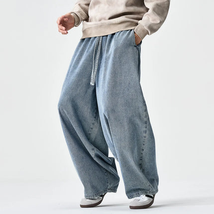 Pantaloni in Denim Primaverili da Uomo, Jeans Larghi Casual Lavati Stile Streetwear, Pantaloni Moda Y2K Oversize Harajuku Punk a Vita Alta