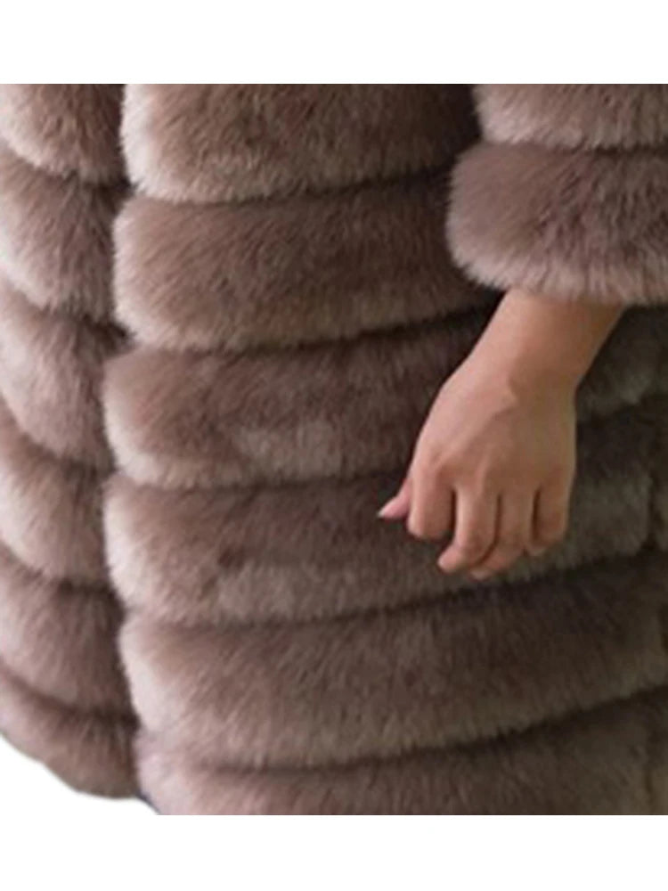 ZADORIN 9 Steps Luxury High Imitation Long Fluffy Thick Warm Faux Fur Coat Women Winter Long Sleeve Fur Coats Female Outerwear
