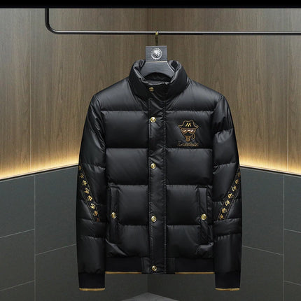 Winter White Duck Down Jacket Men's Light Luxury Trendy Leather Windproof Warm Down Jacket Men Brand Clothes Casual Puffer Coat